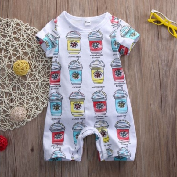 “frappe shorty" 12 mo. Unisex romper - Picture 2 of 3